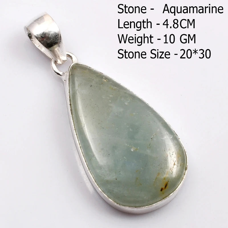 Genuine Aqumarine Pendant Women Jewelry gift