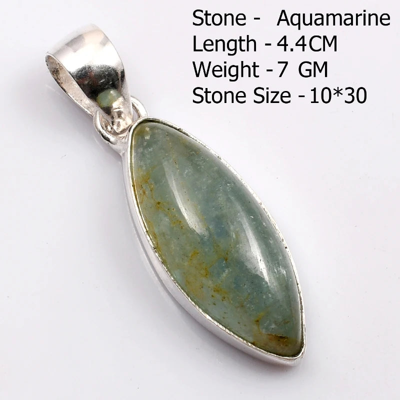 Genuine Aqumarine Pendant Women Jewelry gift