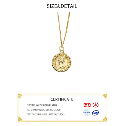 Silver Necklace For Women Ladies Elegant Chain People Photo Sterling Silver Jewelry Round Necklace