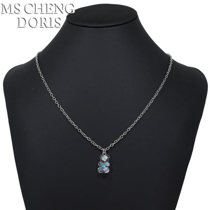 Handmade Cute Resin Gummy Bear Necklace | 33 Styles Colors | Women Girl