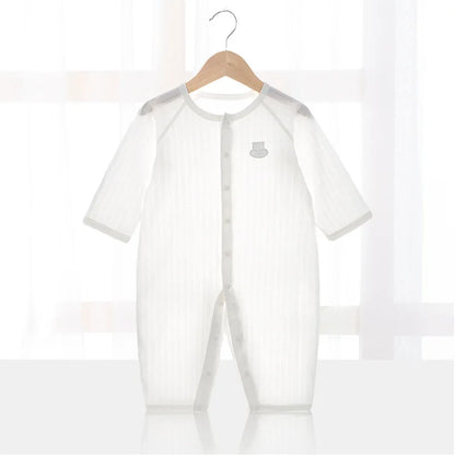 Baby Thin Summer Jumpsuit Clothes Short Sleeve Romper Boy Newborn Solid Girl Sleep Gown Infant Organic Cotton Rompers