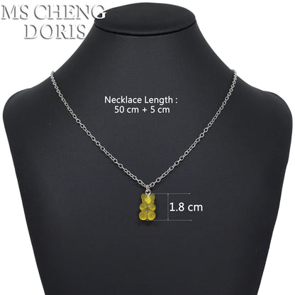 Handmade Cute Resin Gummy Bear Necklace | 33 Styles Colors | Women Girl