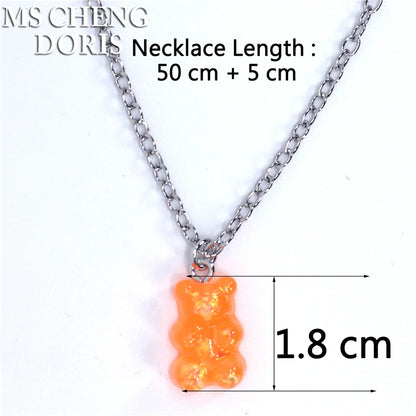 Handmade Cute Resin Gummy Bear Necklace | 33 Styles Colors | Women Girl