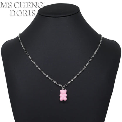 Handmade Cute Resin Gummy Bear Necklace | 33 Styles Colors | Women Girl