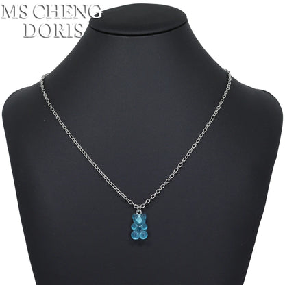 Handmade Cute Resin Gummy Bear Necklace | 33 Styles Colors | Women Girl