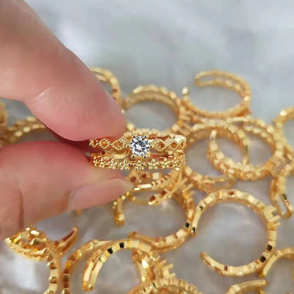 Sterling Silver Flower Lace Ring | CZ Adjustable Korean Fashion | Women | USA