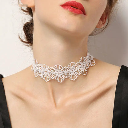 Imitation Pearl White Lace Choker | Bridal Wedding Tattoo Tassel | Women