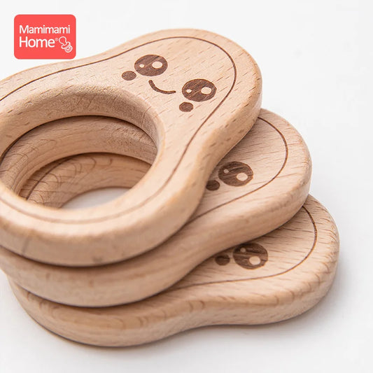5-Pack Avocado Wooden Teether | BPA Free Beech Wood Pendant | USA Australia