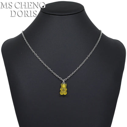 Handmade Cute Resin Gummy Bear Necklace | 33 Styles Colors | Women Girl