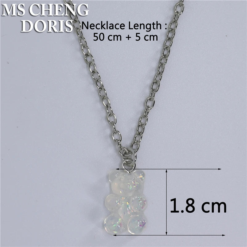 Handmade Cute Resin Gummy Bear Necklace | 33 Styles Colors | Women Girl