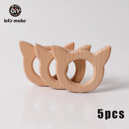 5-Pack Wooden Teether Set | BPA Free Animal Shapes | Hedgehog & Bird | USA
