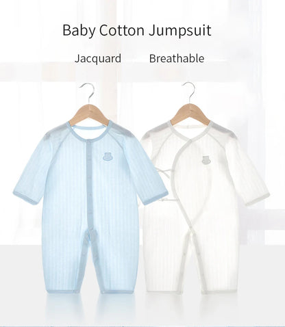Baby Thin Summer Jumpsuit Clothes Short Sleeve Romper Boy Newborn Solid Girl Sleep Gown Infant Organic Cotton Rompers