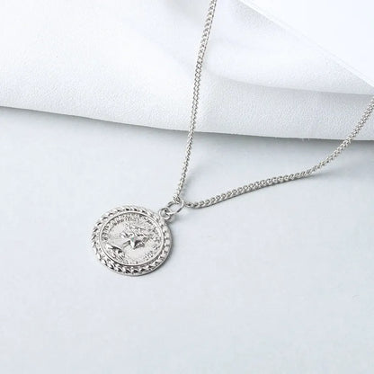 Silver Necklace For Women Ladies Elegant Chain People Photo Sterling Silver Jewelry Round Necklace