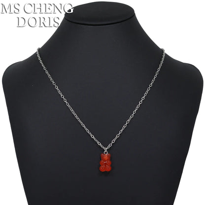 Handmade Cute Resin Gummy Bear Necklace | 33 Styles Colors | Women Girl