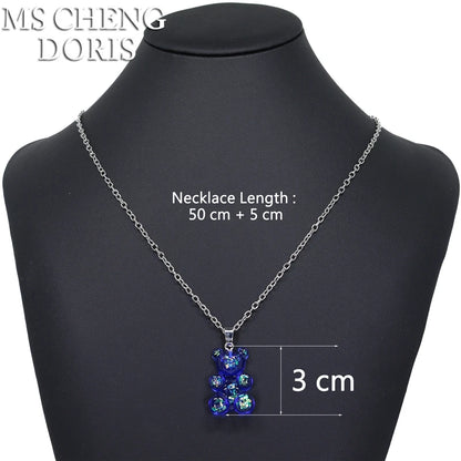 Handmade Cute Resin Gummy Bear Necklace | 33 Styles Colors | Women Girl