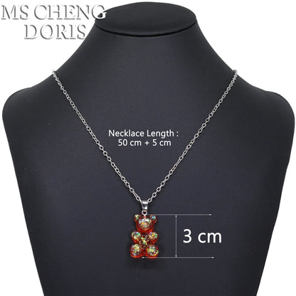 Handmade Cute Resin Gummy Bear Necklace | 33 Styles Colors | Women Girl