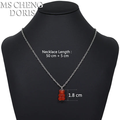 Handmade Cute Resin Gummy Bear Necklace | 33 Styles Colors | Women Girl