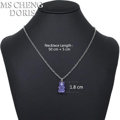 Handmade Cute Resin Gummy Bear Necklace | 33 Styles Colors | Women Girl