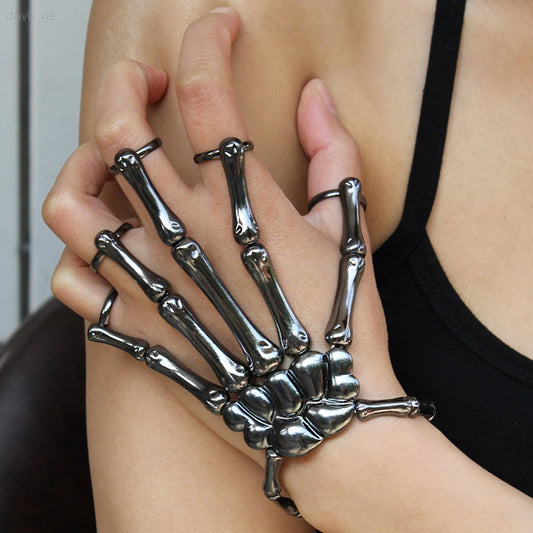Skeleton Hand Bracelet | Gothic Punk Skull Adjustable Bangle | USA Australia