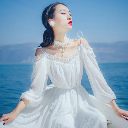 Imitation Pearl White Lace Choker | Bridal Wedding Tattoo Tassel | Women