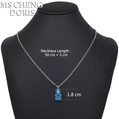 Handmade Cute Resin Gummy Bear Necklace | 33 Styles Colors | Women Girl