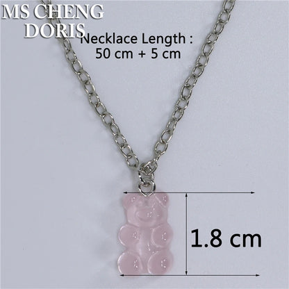 Handmade Cute Resin Gummy Bear Necklace | 33 Styles Colors | Women Girl
