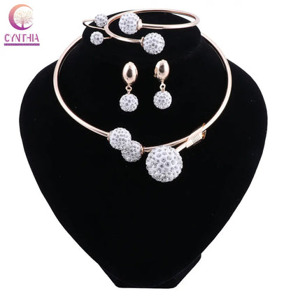 Gold Wedding Jewelry Set for Women | Bridal Necklace Earrings Bracelet Ring | USA Australia