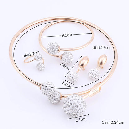 Gold Wedding Jewelry Set for Women | Bridal Necklace Earrings Bracelet Ring | USA Australia