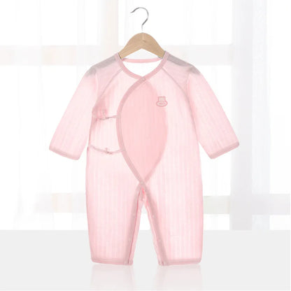 Baby Thin Summer Jumpsuit Clothes Short Sleeve Romper Boy Newborn Solid Girl Sleep Gown Infant Organic Cotton Rompers