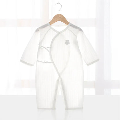 Baby Thin Summer Jumpsuit Clothes Short Sleeve Romper Boy Newborn Solid Girl Sleep Gown Infant Organic Cotton Rompers