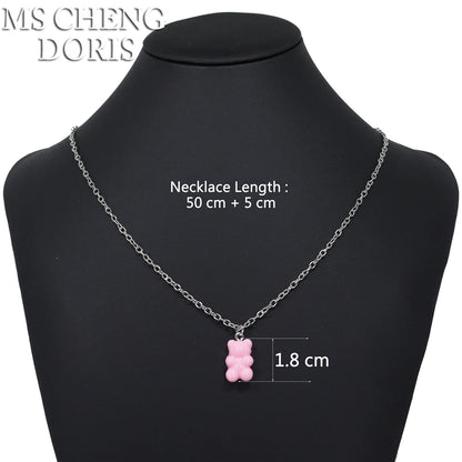 Handmade Cute Resin Gummy Bear Necklace | 33 Styles Colors | Women Girl