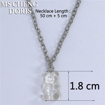 Handmade Cute Resin Gummy Bear Necklace | 33 Styles Colors | Women Girl