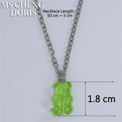 Handmade Cute Resin Gummy Bear Necklace | 33 Styles Colors | Women Girl