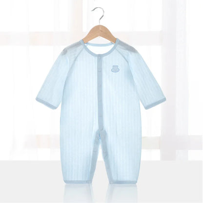 Baby Thin Summer Jumpsuit Clothes Short Sleeve Romper Boy Newborn Solid Girl Sleep Gown Infant Organic Cotton Rompers