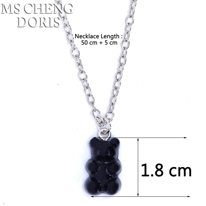 Handmade Cute Resin Gummy Bear Necklace | 33 Styles Colors | Women Girl