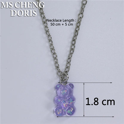 Handmade Cute Resin Gummy Bear Necklace | 33 Styles Colors | Women Girl