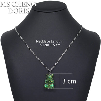 Handmade Cute Resin Gummy Bear Necklace | 33 Styles Colors | Women Girl