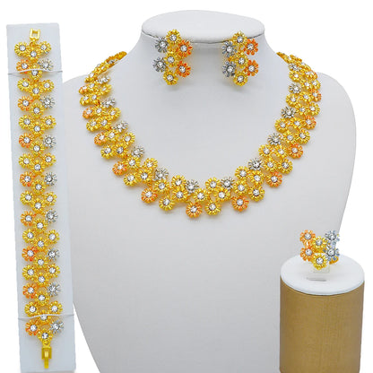 Dubai Gold Jewelry Set for Women | African Wedding Bridal 4-Piece Set | USA Australia