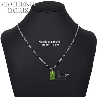 Handmade Cute Resin Gummy Bear Necklace | 33 Styles Colors | Women Girl