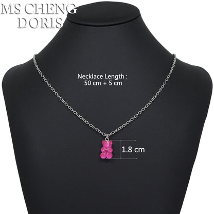 Handmade Cute Resin Gummy Bear Necklace | 33 Styles Colors | Women Girl