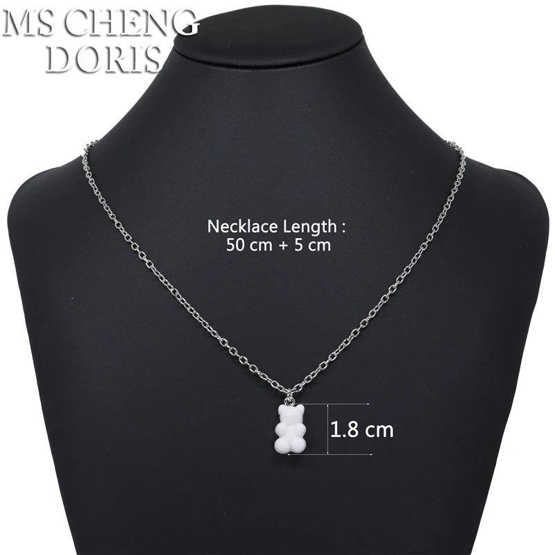 Handmade Cute Resin Gummy Bear Necklace | 33 Styles Colors | Women Girl