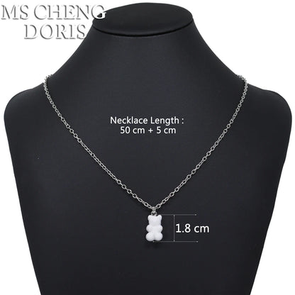Handmade Cute Resin Gummy Bear Necklace | 33 Styles Colors | Women Girl