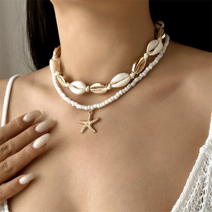 Bohemian Starfish Beach Necklace for Women | Pearl Beaded Choker | Summer | USA