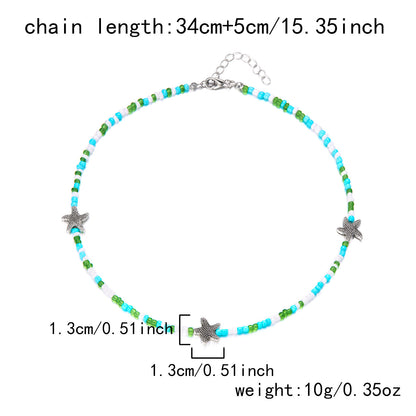 Bohemian Starfish Beach Necklace for Women | Pearl Beaded Choker | Summer | USA