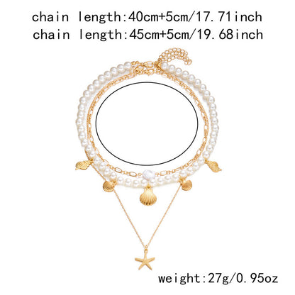 Bohemian Starfish Beach Necklace for Women | Pearl Beaded Choker | Summer | USA