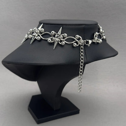 Handmade Punk Rock Spike Cross Choker | Double Layer Chain | Women Men |  Worldwide Shipping