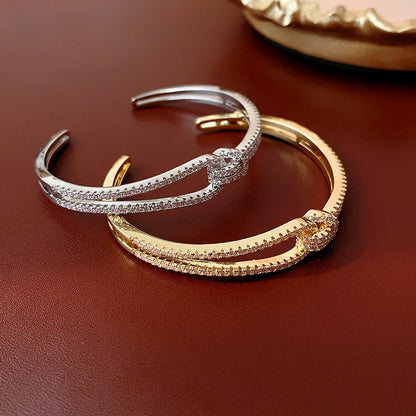 Full Zircon Cuff Bracelet | Gold Plated Copper Minimalist Bangle | USA Australia