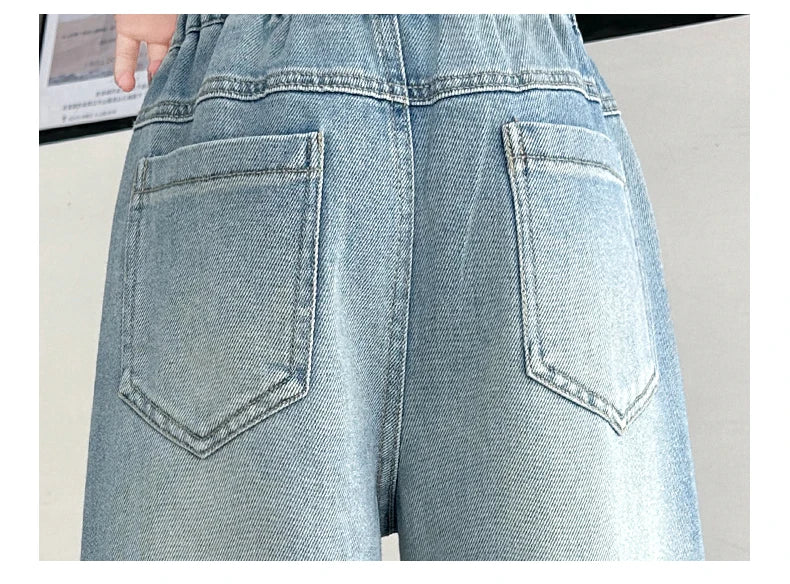 Girls Butterfly Ripped Jeans | Wide-Leg Pants Fashionable Slimming | Kids | USA