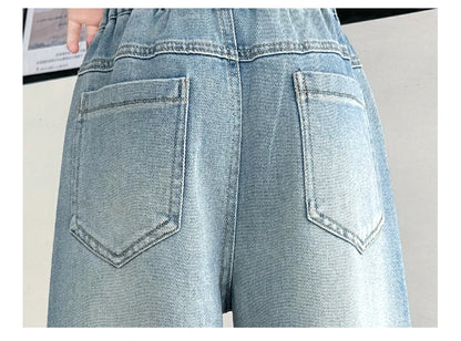 Girls Butterfly Ripped Jeans | Wide-Leg Pants Fashionable Slimming | Kids | USA