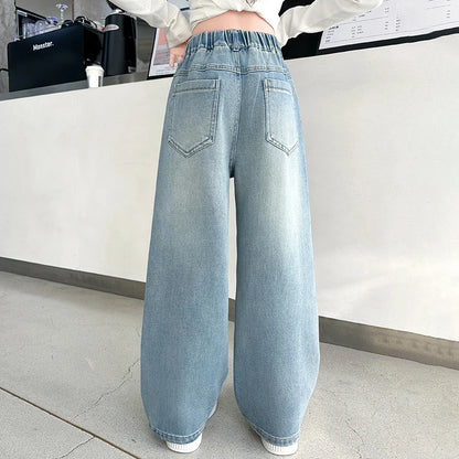 Girls Butterfly Ripped Jeans | Wide-Leg Pants Fashionable Slimming | Kids | USA